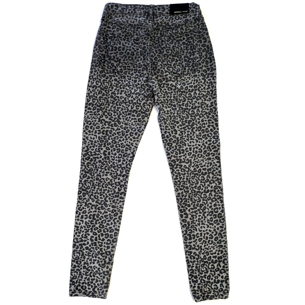 Kendall + Kylie The Skyscraper Grey Leopard Print High Rise Skinny Jeans 26 - Picture 2 of 5